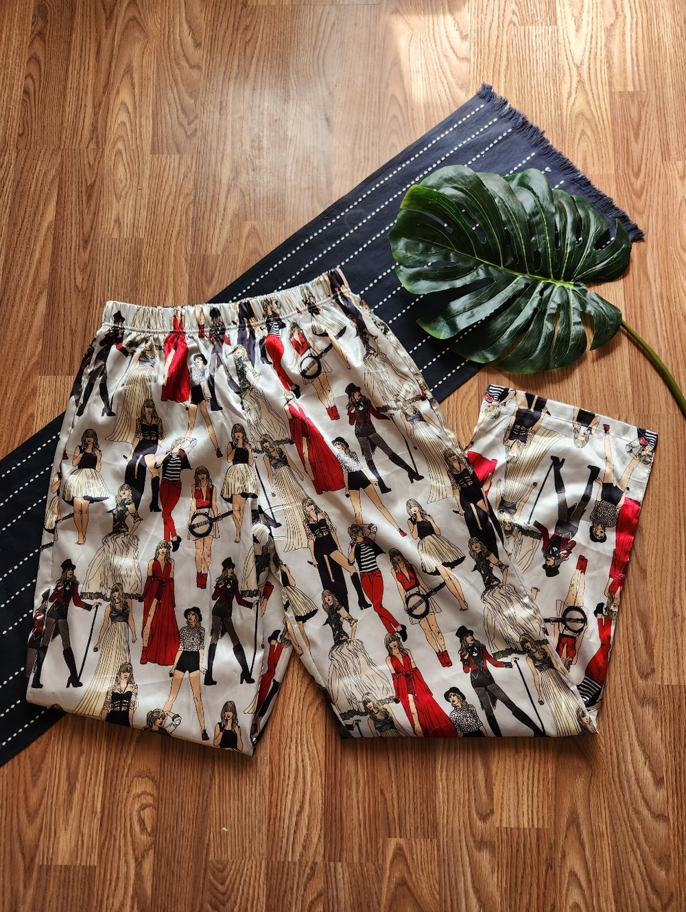 Taylor Swift Red Era Album Satin Pajama Pants Size Medium PANTS ONLY